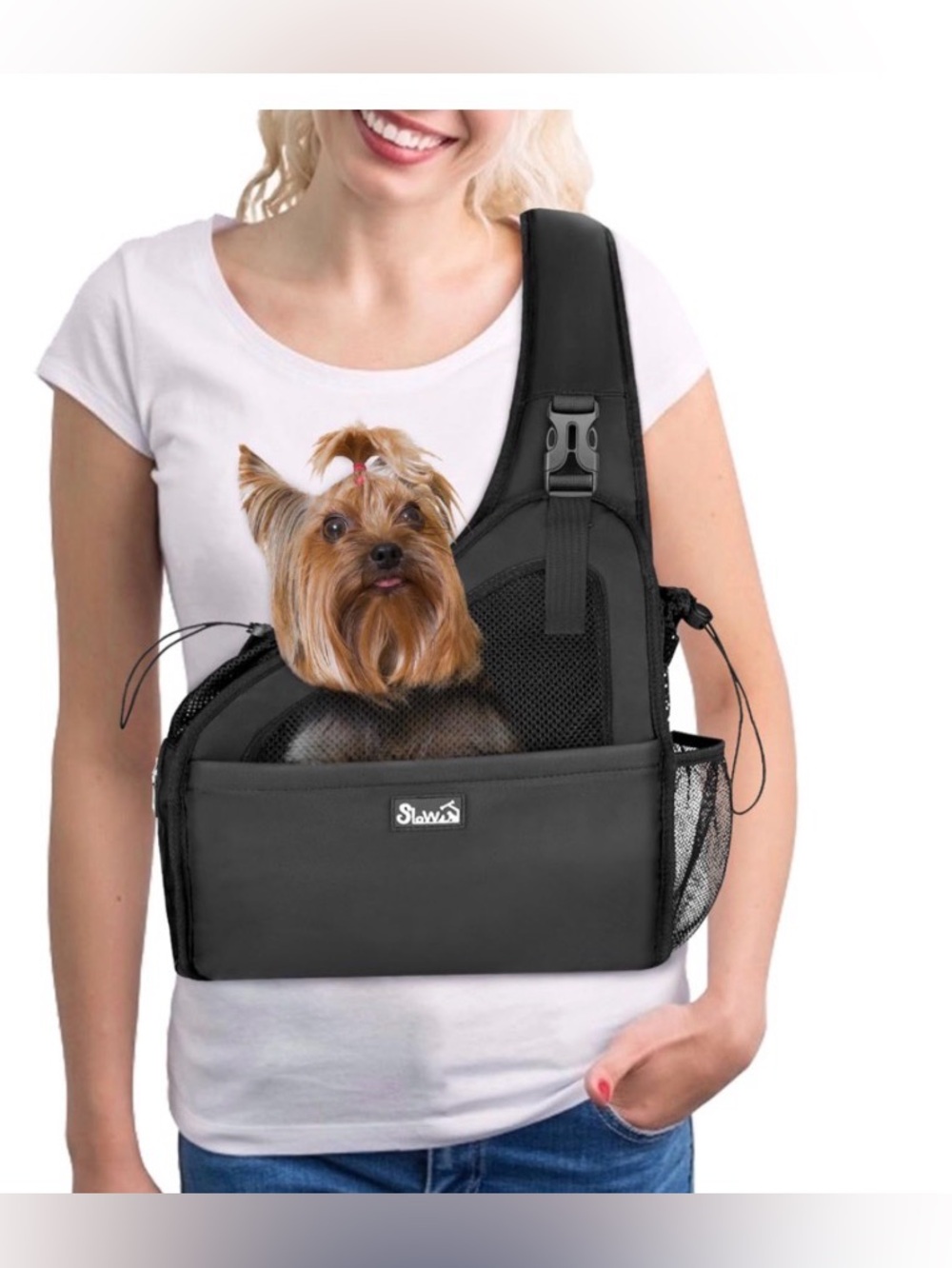Black Pet Sling Carrier - Hands-Free Dog & Cat Sling